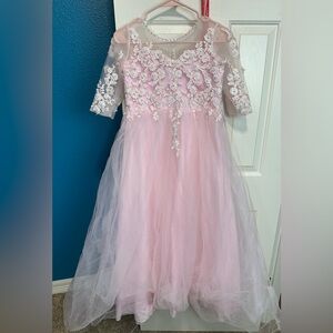 Elegant Pink Lace Kids Dress - Flower girl dress